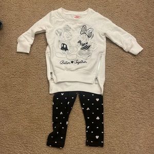 Baby Girl Disney Junior Minnie and Mickey Sweatshirt Outfit. Size 12M